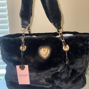 Juicy Couture Black Furry Friends Tote